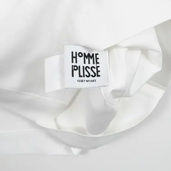 Homme Plisse Issey Miyake White Shirt Bow Tie Collar Print Size 2 Japan